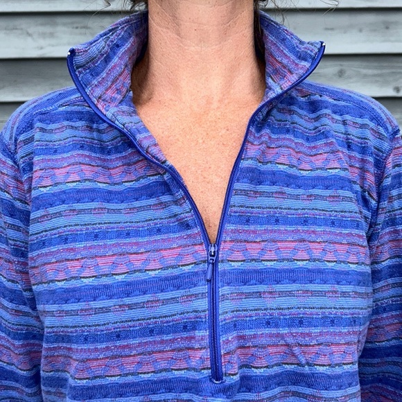 Woolrich Southwestern Sweater Aztec Navajo Pullover Blue/Purple Quarter-… - Picture 6 of 9